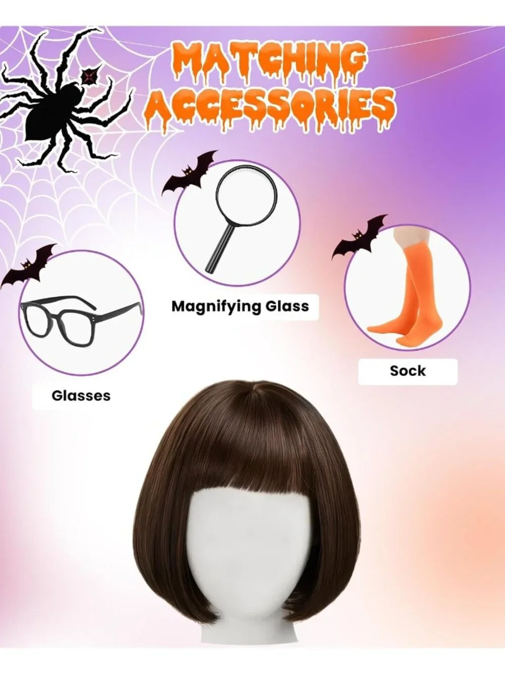 Women's Brown Bob Cosplay Convenient Set Include Adjustable Wig Cap Headpiece